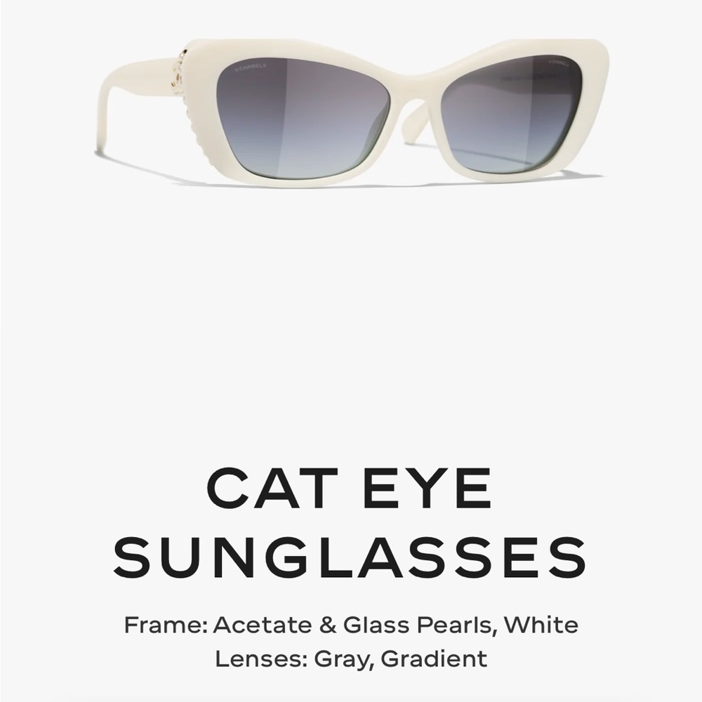 CHANEL White Cat Eye Sunglasses, brand new original packaging and gift box